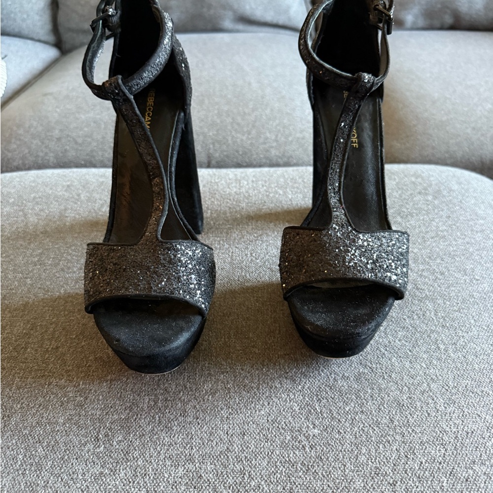 Rebecca Minkoff Black and Silver Stiletto Heels